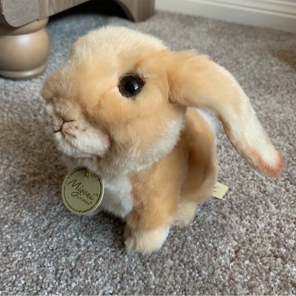 2024 Miyoni by Aurora 6” Lop-Eared Bunny Rabbit Plush Tan with Neck Tag Easter